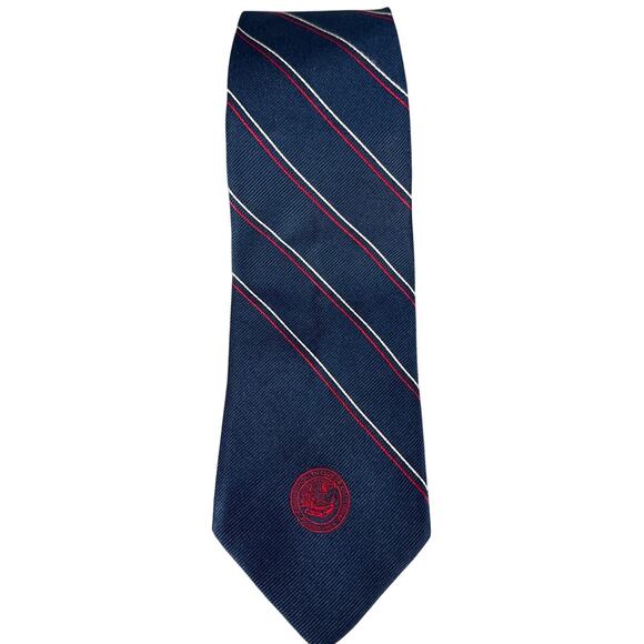 Givenchy Vintage Commonwealth Club of California Silk Tie Red White Blue 56x3 - Picture 1 of 7
